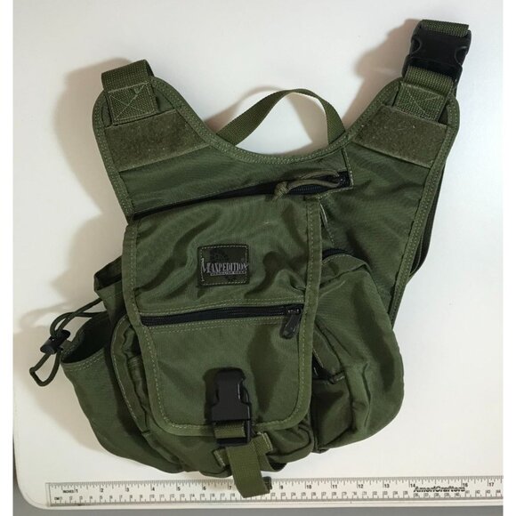 Maxpedition Green Tactical Shoulder Bag With Multiple Compartments & Adjustable - Picture 9 of 16
